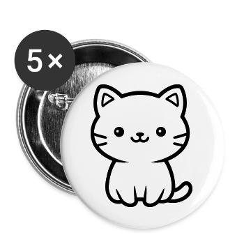 Katze - Buttons groß 56 mm (5er Pack) - Weiß - Vorne
