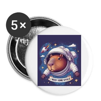 "I NEED SOME SPACE" Capybara - Buttons groß 56 mm (5er Pack) - Weiß - Vorne