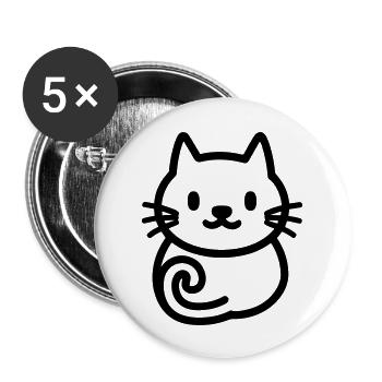 Katze - Buttons groß 56 mm (5er Pack) - Weiß - Vorne