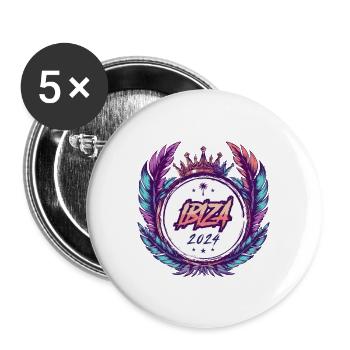 Ibiza 2024 Wappen - Buttons groß 56 mm (5er Pack) - Weiß - Vorne