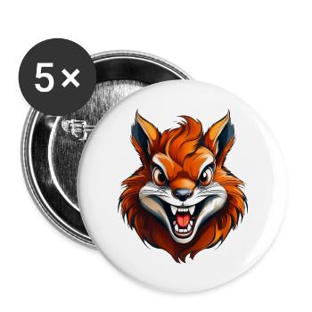 Wild angry animal pugnacious combative squirrel - Buttons large 2.2''/56 mm (5-pack) - white - Front