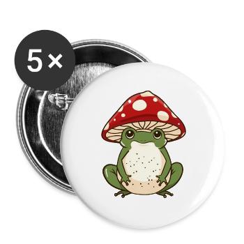 Pilzkappe Frosch Laune - Buttons groß 56 mm (5er Pack) - Weiß - Vorne