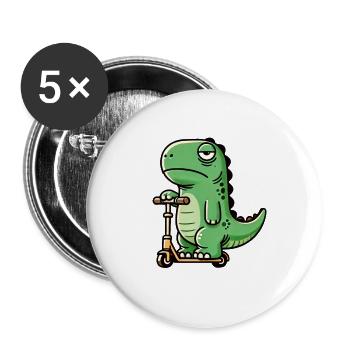 Funny dino T-rex on scooter for kids funny k - Buttons large 2.2''/56 mm (5-pack) - white - Front