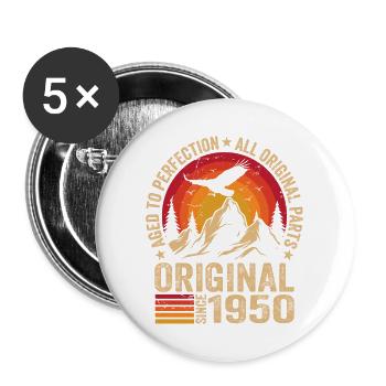 Original 1950's Vintage 1950's Birthday 1950's Retro - Buttons large 2.2''/56 mm (5-pack) - white - Front