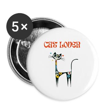 Cat Lover Cat Miró Art Paint Cat Lady Funny - Buttons large 2.2''/56 mm (5-pack) - white - Front
