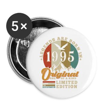 Original 1995 Birthday Gift 1995 Authentic - Buttons large 2.2''/56 mm (5-pack) - white - Front