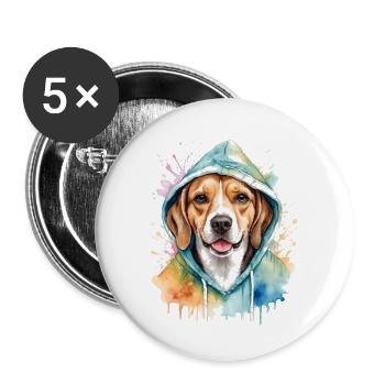 Beagle Hoodie Dog Colorful Funny Animal Design Print - Buttons large 2.2''/56 mm (5-pack) - white - Front