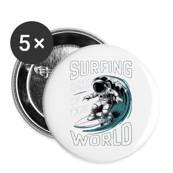 Surfing Out of This World - Humor - Buttons large 2.2''/56 mm (5-pack) - white - Front