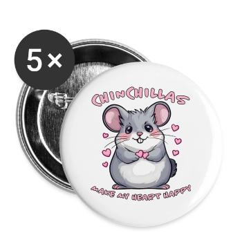 Chinchilla Spruch Lustiges Chinchilla Geschenk - Buttons groß 56 mm (5er Pack) - Weiß - Vorne