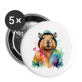 Capybara Hoodie Capy Colorful Animal Design Print - Buttons large 2.2''/56 mm (5-pack) - white - Front