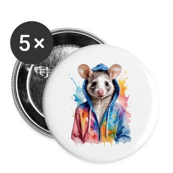 Sweat à capuche opossum Imprimé de design d’animal coloré - Lot de 5 grands badges (56 mm) - blanc - Devant