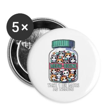 Veterinary Nurse Meow-dicine Take 1 Animal Lover - Buttons groß 56 mm (5er Pack) - Weiß - Vorne