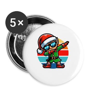 Dabbing Christmas Elf Vintage Sunset - Buttons large 2.2''/56 mm (5-pack) - white - Front