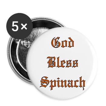 GodBlessSpinach - Buttons groß 56 mm (5er Pack) - Weiß - Vorne