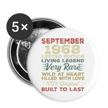 Birthday September 1968 Limited Edition Original - Buttons large 2.2''/56 mm (5-pack) - white - Front