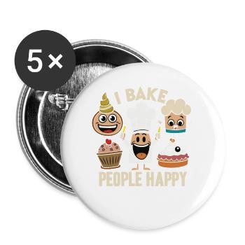 Backe die Welt zu einem besseren Ort - Buttons groß 56 mm (5er Pack) - Weiß - Vorne