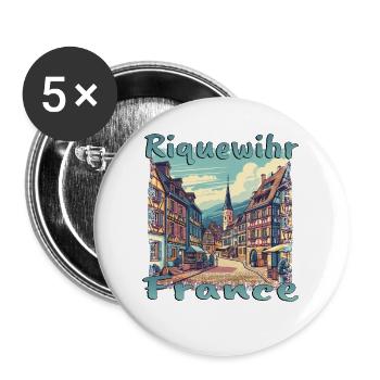 Riquewihr Old Town Walking Tour France Mountains - Buttons large 2.2''/56 mm (5-pack) - white - Front
