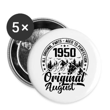 1950 août Original : 74 Ans cadeau Anniversaire - Lot de 5 grands badges (56 mm) - blanc - Devant
