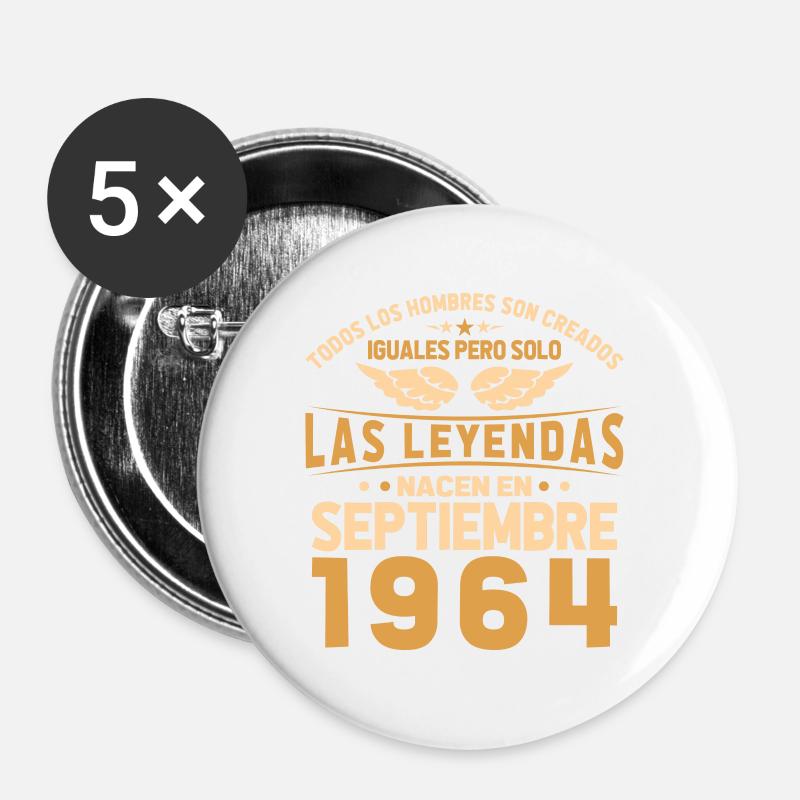 Die Legenden wurden im September 1964 geboren - Buttons groß 56 mm (5er Pack) - Weiß