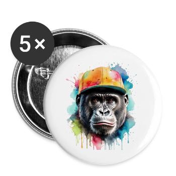 Gorille Snapback Cap Monkey Cool Animal Design Print - Lot de 5 grands badges (56 mm) - blanc - Devant