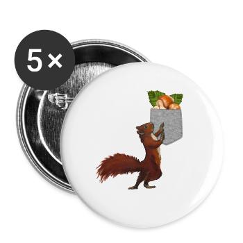 L’écureuil cherche des noix dans votre fausse poche - Lot de 5 grands badges (56 mm) - blanc - Devant