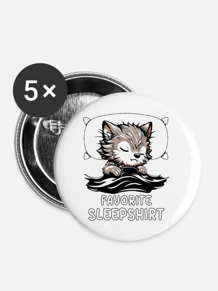 Werewolf Favorite Sleep - Buttons groß 56 mm (5er Pack) - Weiß
