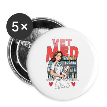 Vet Med où la pratique vétérinaire Wild Things - Lot de 5 grands badges (56 mm) - blanc - Devant