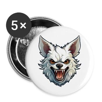 Wild angry pugnacious combative Chihuahua - Buttons large 2.2''/56 mm (5-pack) - white - Front