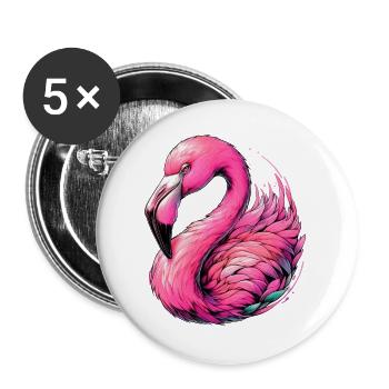 Flamingo - Buttons groß 56 mm (5er Pack) - Weiß - Vorne