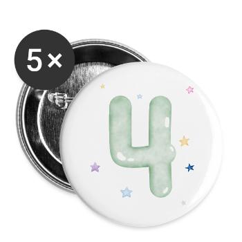 4e anniversaire watercolor étoile - Lot de 5 grands badges (56 mm) - blanc - Devant
