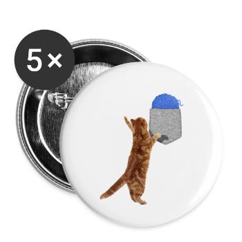 Chat Atteignant Une Boule De Laine Dans Votre Fausse Poche Fun - Lot de 5 grands badges (56 mm) - blanc - Devant