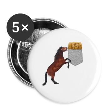 Pferd, das Nach Heu In Ihrer Falschen Tasche Greift Lustig - Buttons groß 56 mm (5er Pack) - Weiß - Vorne
