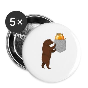 Ours cherchant un baril de miel dans votre fausse poche - Lot de 5 grands badges (56 mm) - blanc - Devant