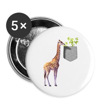Giraffe Reaching For Branch With Leaves In Pocket - Buttons large 2.2''/56 mm (5-pack) - white - Front