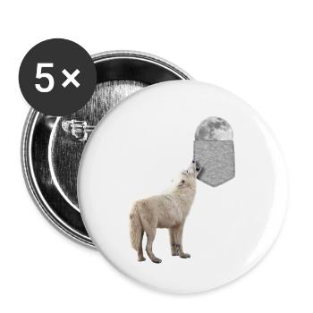 Loup hurlant à la lune dans votre fausse poche drôle - Lot de 5 grands badges (56 mm) - blanc - Devant
