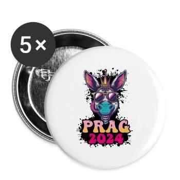 Prague 2024 Âne de fête - Lot de 5 grands badges (56 mm) - blanc - Devant