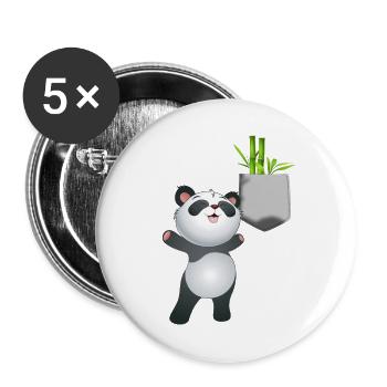 Panda greift nach Bambus in Ihrer falschen Tasche Spaß - Buttons groß 56 mm (5er Pack) - Weiß - Vorne