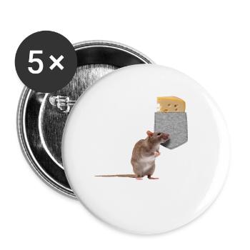 Souris Cherchant Du Fromage Dans Votre Fausse Poche Fun - Lot de 5 grands badges (56 mm) - blanc - Devant