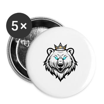 Tête d’ours polaire Couronne d’ours polaire - Lot de 5 grands badges (56 mm) - blanc - Devant