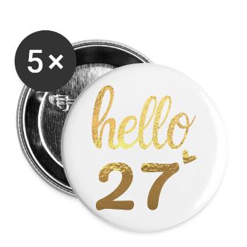 Hello 27 gold - Buttons large 2.2''/56 mm (5-pack) - white - Front