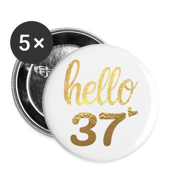Hello 37 Gold - Buttons large 2.2''/56 mm (5-pack) - white - Front