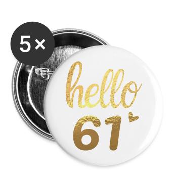 Hello 61 gold - Buttons large 2.2''/56 mm (5-pack) - white - Front