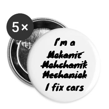 Ich bin Automechaniker # - Buttons groß 56 mm (5er Pack) - Weiß - Vorne
