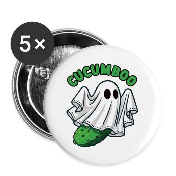 Cucumboo Funny Cucumber Halloween Costume Ghost Bo - Lot de 5 grands badges (56 mm) - blanc - Devant