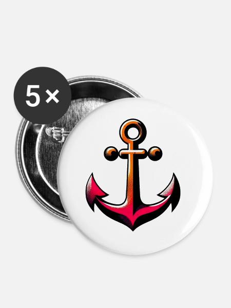 Ein Anker - Buttons groß 56 mm (5er Pack) - Weiß