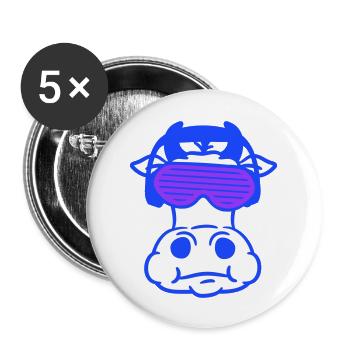 Fête, lait, vache, taureau, ferme, animal, visage, club de musique - Lot de 5 grands badges (56 mm) - blanc - Devant