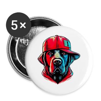 Chien - Lot de 5 grands badges (56 mm) - blanc - Devant