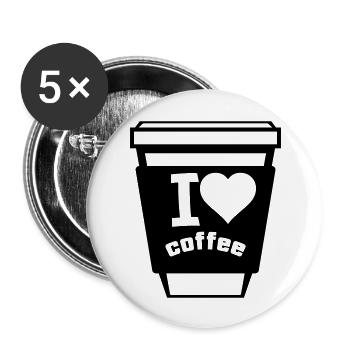 I love coffee 1 - Buttons large 2.2''/56 mm (5-pack) - white - Front