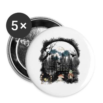 Wald Natur Frosch Frösche mystisch - Buttons groß 56 mm (5er Pack) - Weiß - Vorne