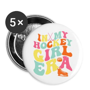 In My Hockey Girl Era Tees Retro Game Day Hockey - Buttons large 2.2''/56 mm (5-pack) - white - Front